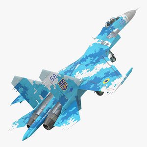 Ukrainian Sukhoi Su-27 Flanker Fighter Aircraft 3D model