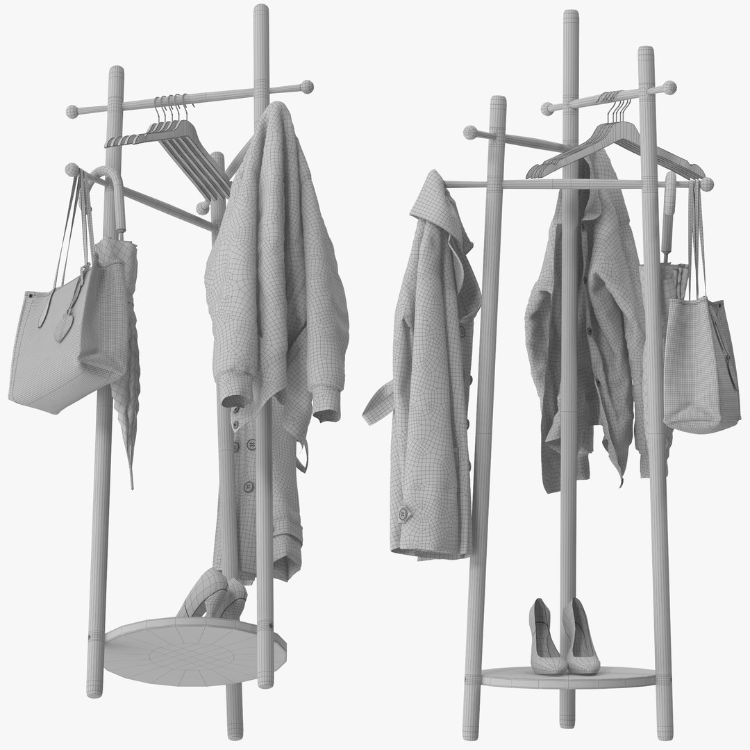 Wooden Coat Rack Freestanding 3D Model - TurboSquid 2037318