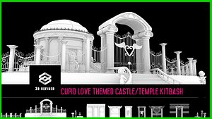 Cupid Love theme castle and temple- building Kitbash 3D model
