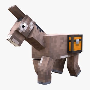 Minecraft Donkey Rigged 3D Model Game Ready 4K PBR