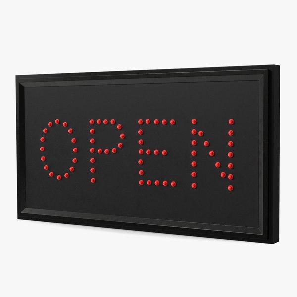 modelo 3d Señal LED roja abierta rectangular para exhibición comercial ...