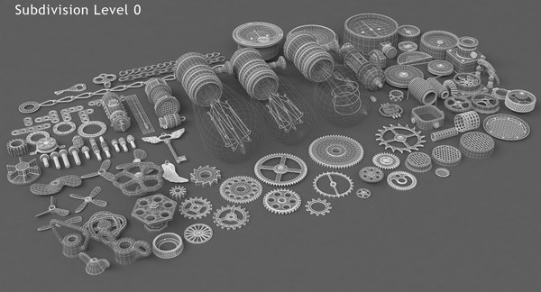 steampunk 100 parts 3d model