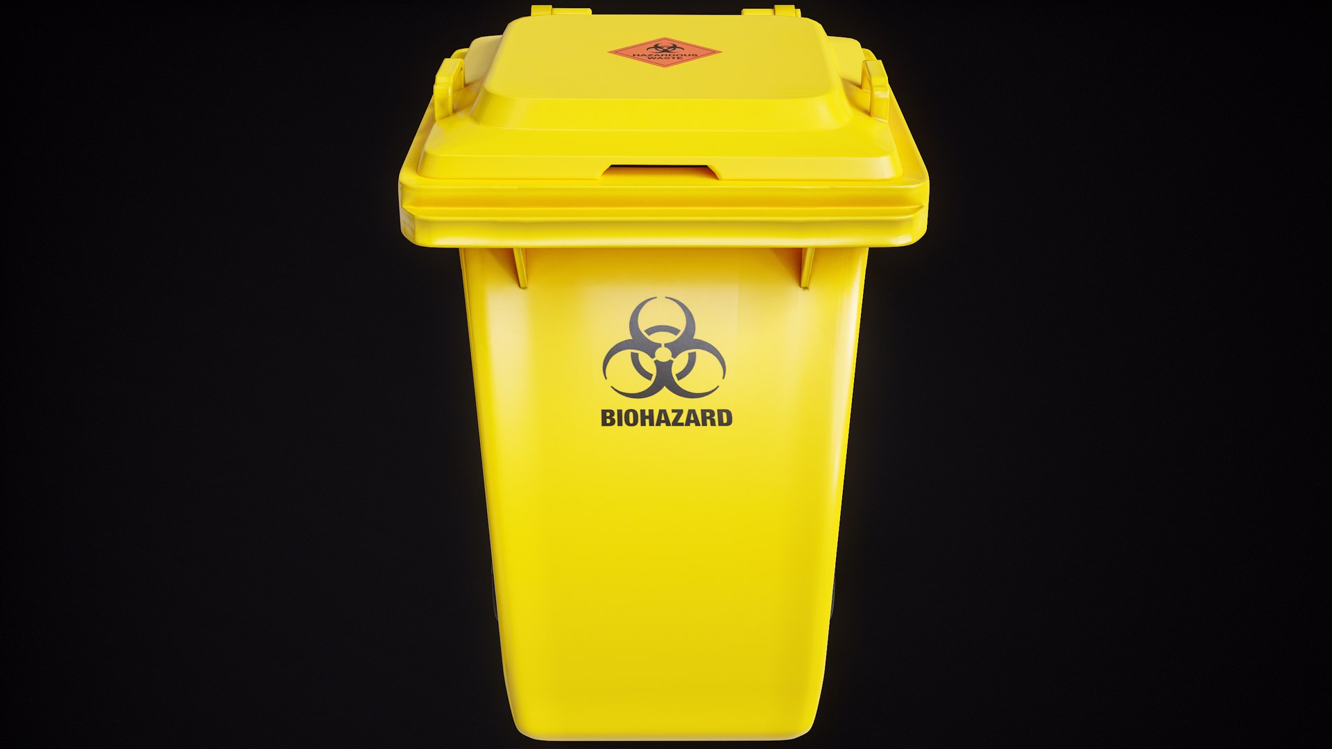 Biohazardous Waste Wheeled Trash Can Rigged PBR 3D model TurboSquid