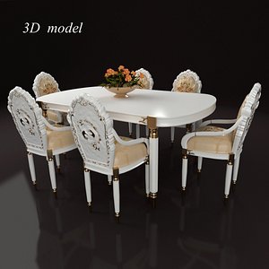 3D set table chairs