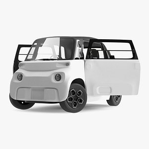 Little Electric Car Simple Interior Rigged for Cinema 4D model