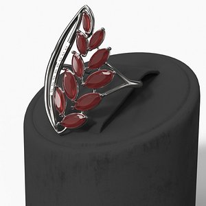 Silver Ring with Gemstones on Stand model