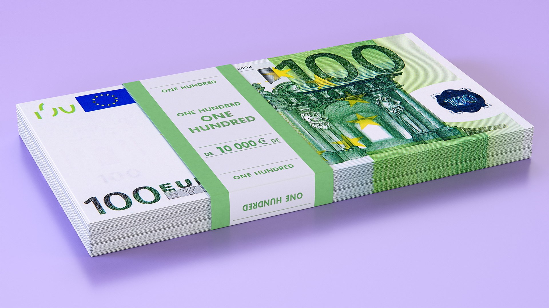 100 Euro Bundle Banknotes 3D model preview
