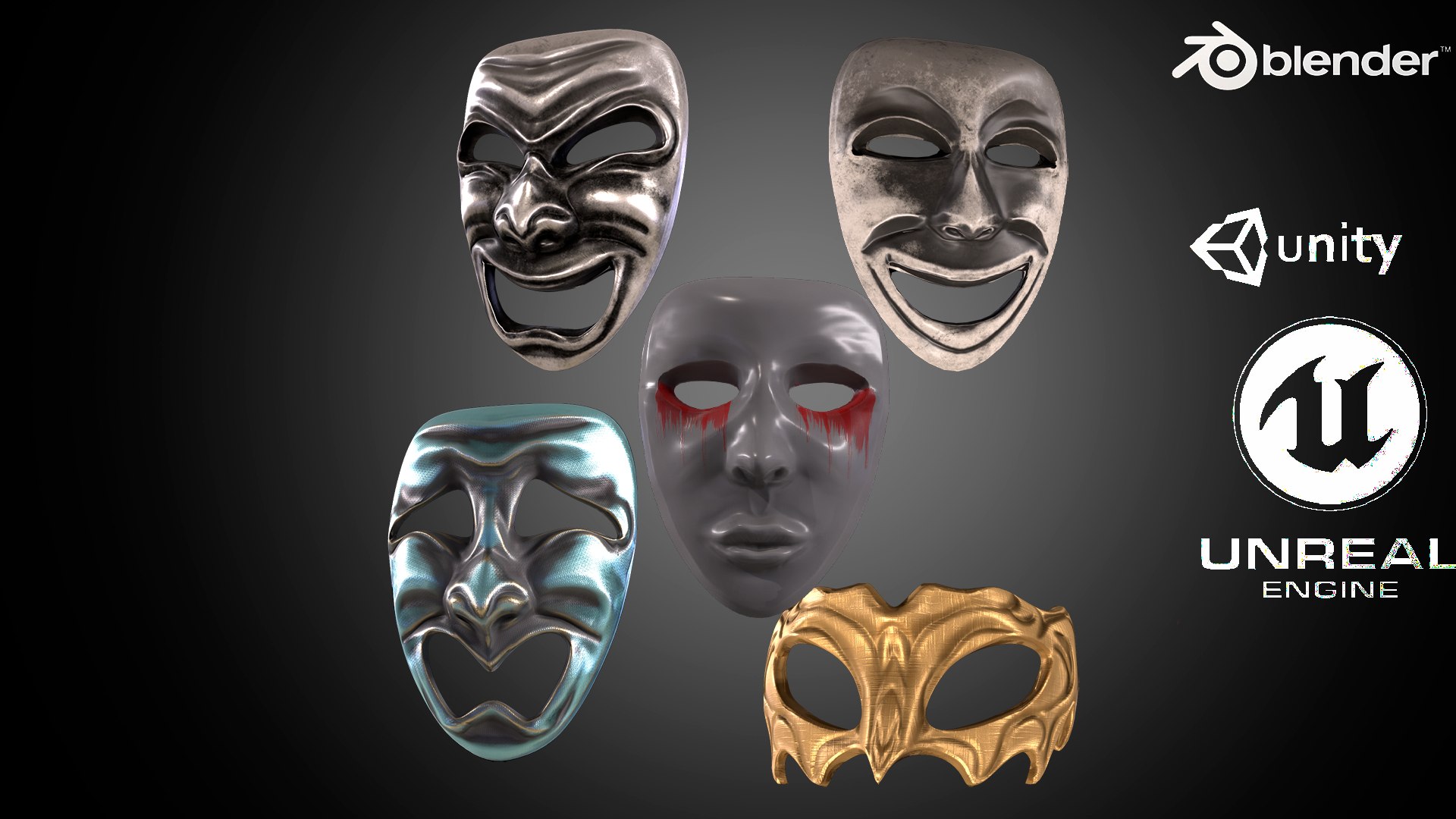 3D Theater Masks Pack Model - TurboSquid 2399687