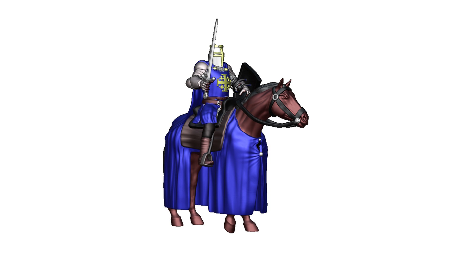 Figurine Chevalier Du Saint-Sépulcre Avec Bannière - 54mm En étain - Neuf