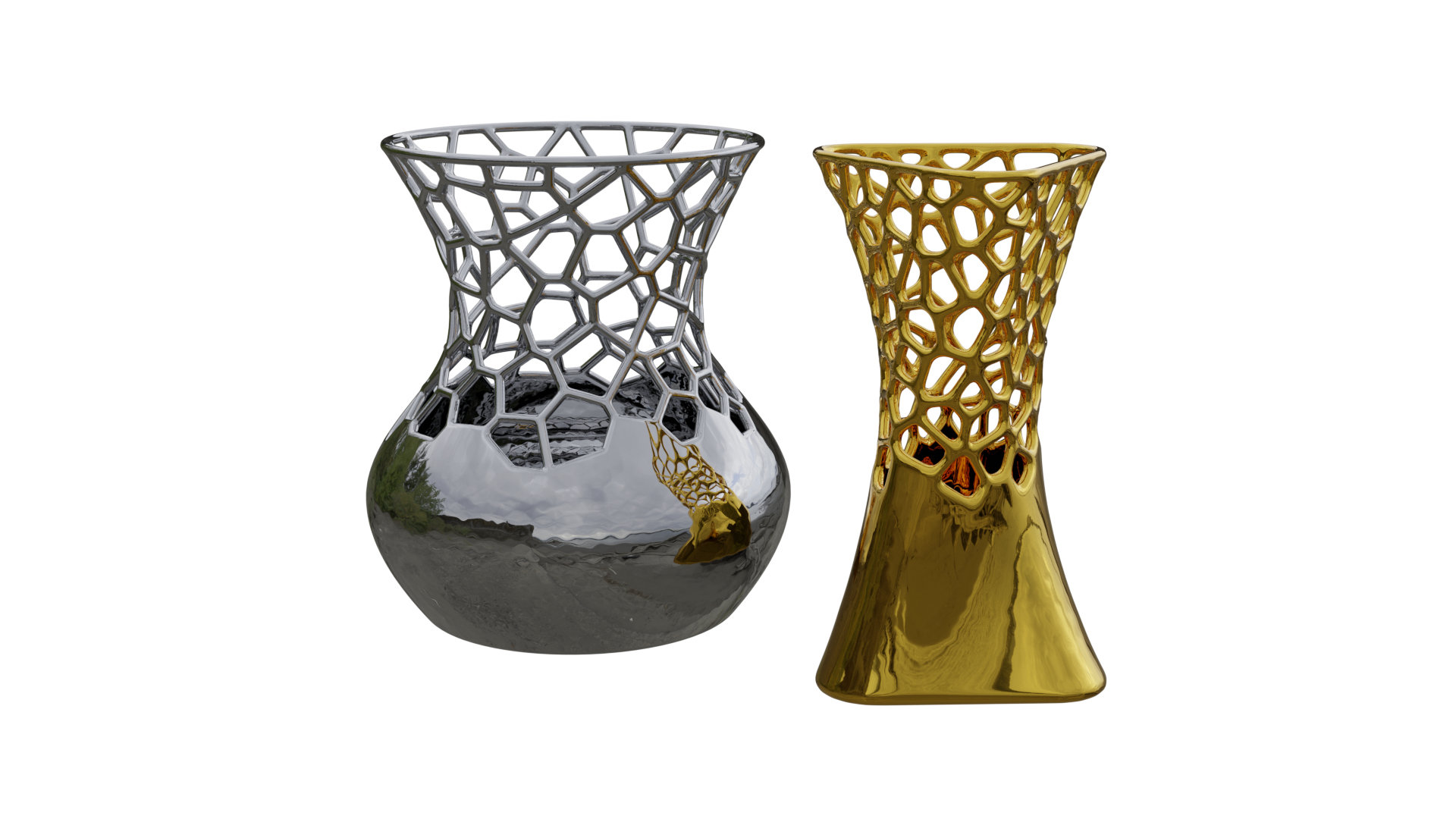 Metallic Voronoi Vases 3D Model - TurboSquid 2235027