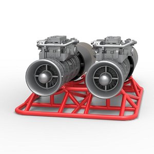 3D model Diecast 2 Jet engines on the frame Scale 1 to 25