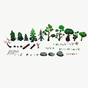 Low-Poly Nature Asset Pack - Game Ready Stylized Environment Kit 3D model