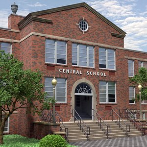 3D Traditional Brick High School