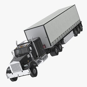 Semi Truck with Trailer Generic Simple Interior 3D model