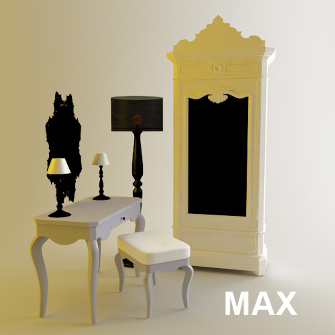 feminine dresser set 3d model