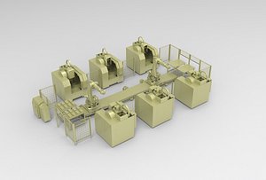 Modular Automated Factory  Production Line Scene  PBR Industrial Kit Game  Visualization Ready 3D