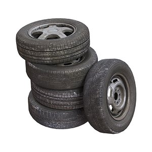 Old wheels for car PBR 3D