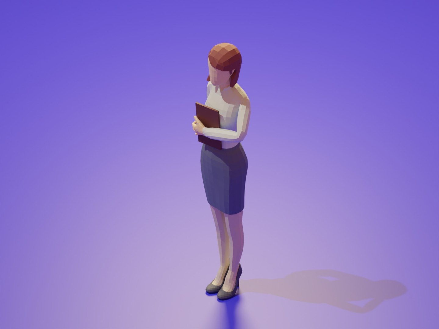 Low Poly 3D Stylized Character Business People Isometric Set 3D model https://p.turbosquid.com/ts-thumb/tQ/q3pOSv/3b/lowpoly3dcharacterbusinesswomanholdbookpose02/jpg/1631513337/1920x1080/fit_q87/1e883f2d1ba7f45843bbcef6f205568cc2098119/lowpoly3dcharacterbusinesswomanholdbookpose02.jpg