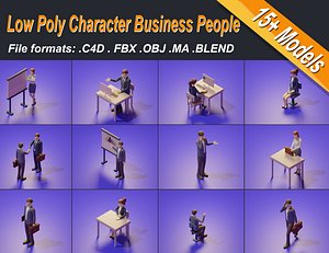 Low Poly 3D Stylized Character Business People Isometric Set 3D model