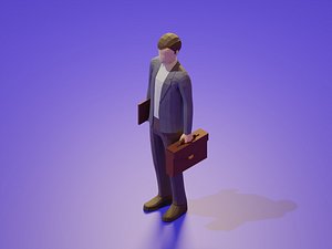 Low Poly 3D Stylized Character Business People Isometric Set 3D model