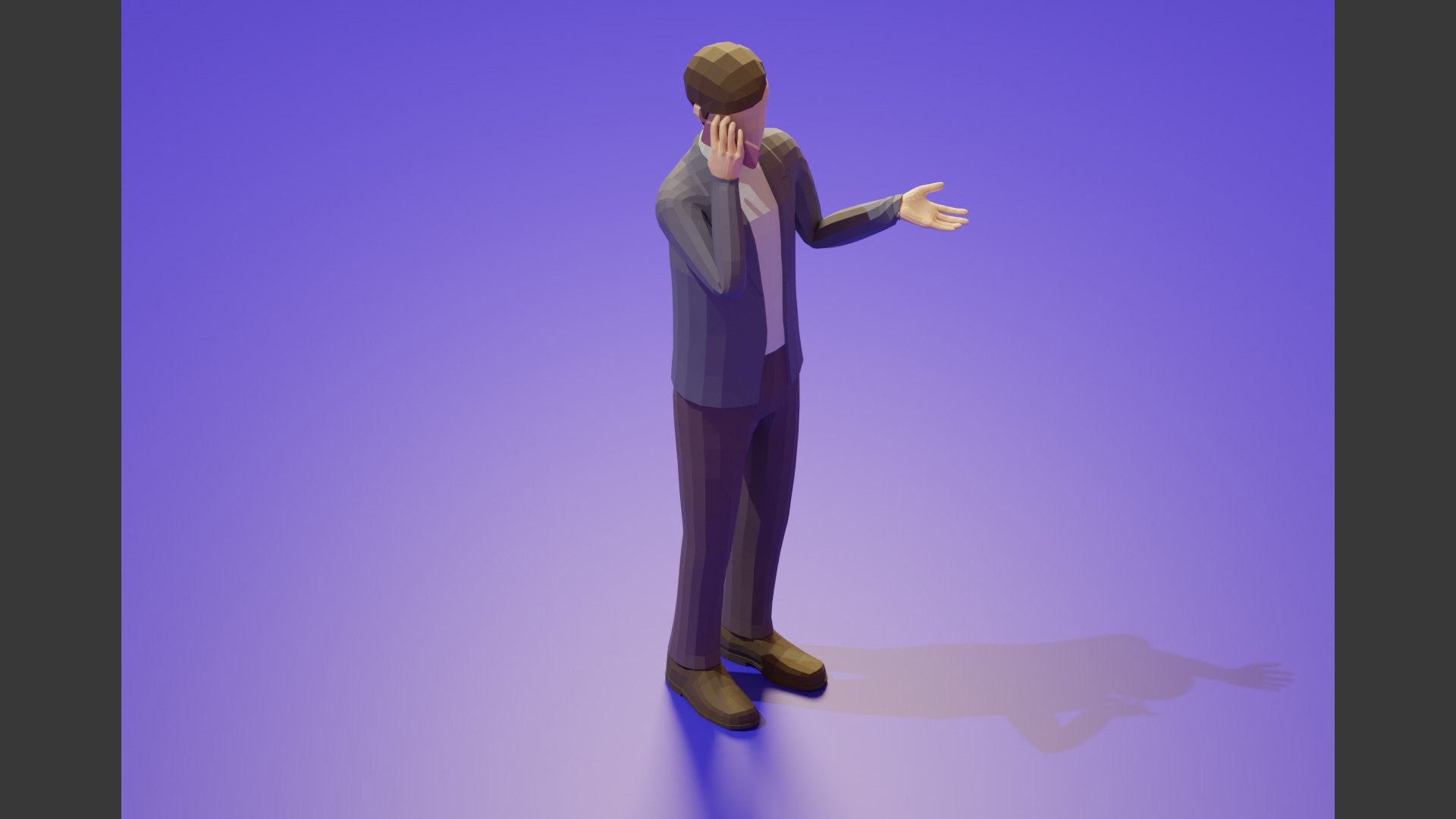 Low Poly 3D Stylized Character Business People Isometric Set 3D model https://p.turbosquid.com/ts-thumb/tQ/q3pOSv/nR/lowpoly3dcharacterbusinessmanonphonepose03/jpg/1631514525/1920x1080/fit_q87/9ca50de1c3de81c9a3faa2048e1a0d0ba2276d65/lowpoly3dcharacterbusinessmanonphonepose03.jpg