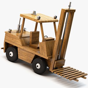 3d model of wooden toy forklift wood