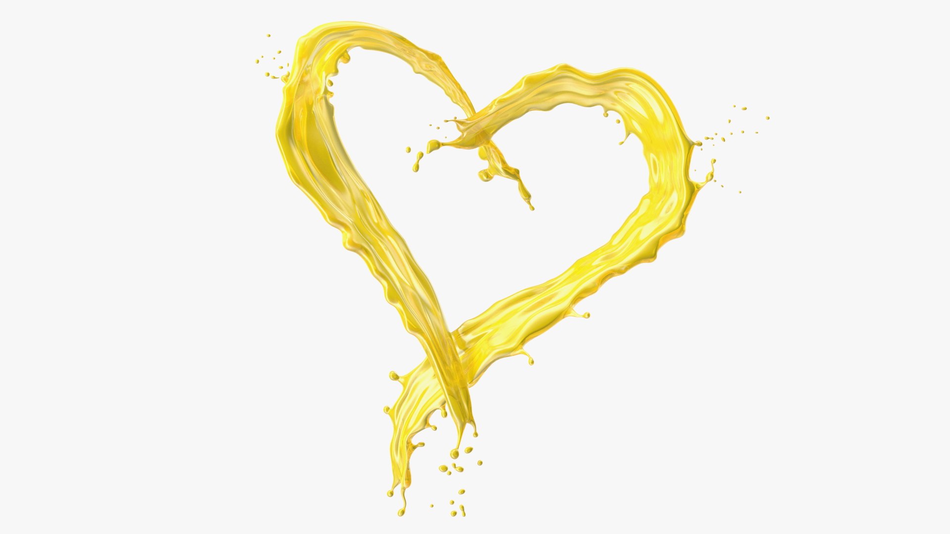 Orange Heart Shaped Splash Orange Juice 3D model preview