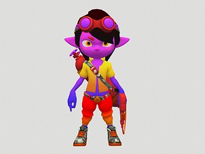 3D cartoon boy flamethrower