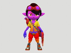 Cartoon boy with flamethrower
