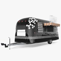 Modern Catering Trailer Mockup Black Rigged
