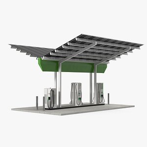 solar battery charging station 3D model