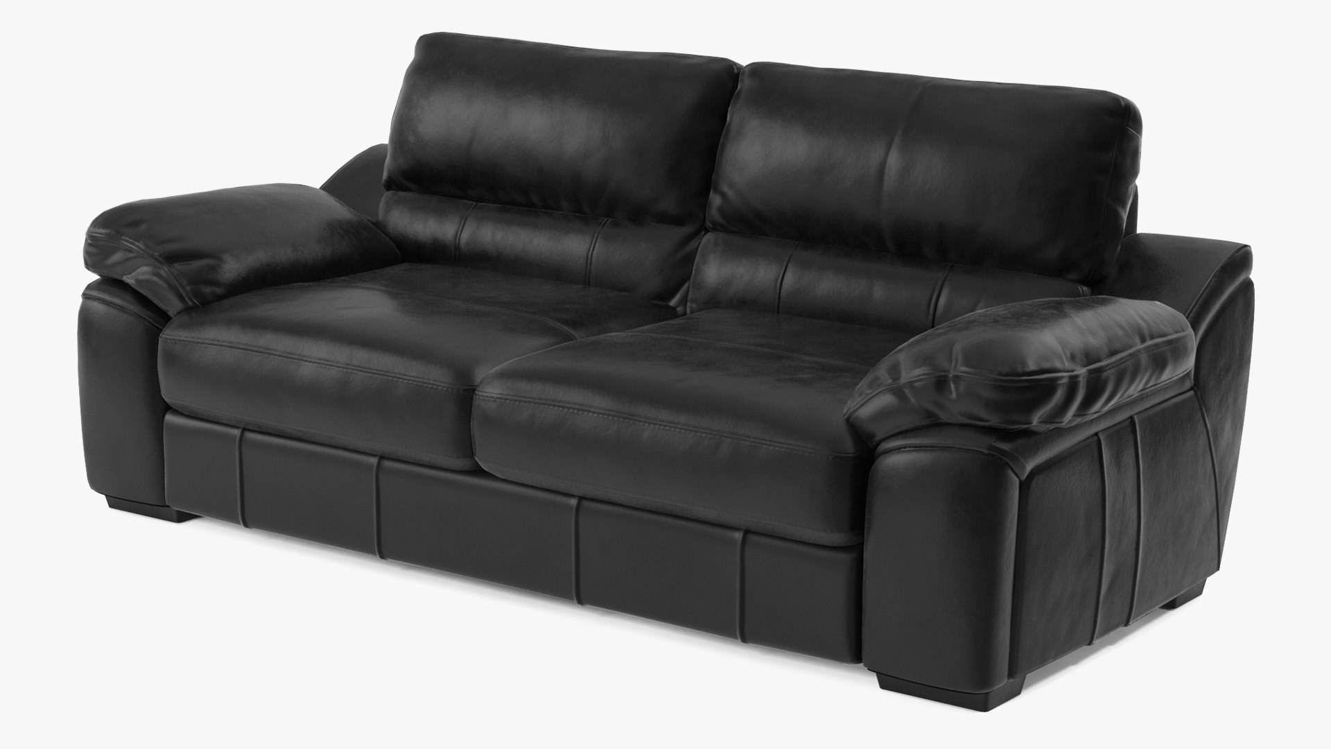 Black Leather Sofa 3D model preview
