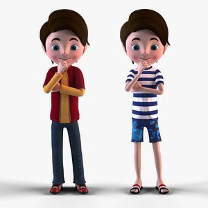 Cartoon Boy Rigged biped catRig