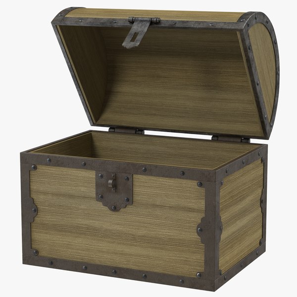 3d model old wooden chest 2