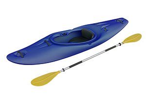 Kayak with paddle 3D model