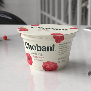 3D Chobani Greek Yogurt Cup Sealed Raspberry