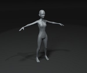 Girl Kid Body Base Mesh Animated Rigged 20k Polygons