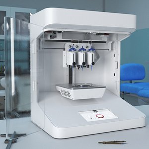 Modern 3D Bioprinter Rigged for Cinema 4D
