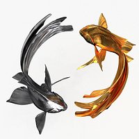 Yin Yang Fish Gold Silver
