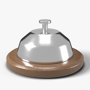 Chrome Service Desk Bell on Walnut Base - Hotel Reception Prop