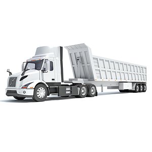 3D Semi Truck with Tipper Trailer model