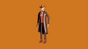 Stylized Gunslinger Character and Stylized Gun Fully Rigged