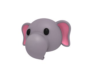 3D elephant head cartoon