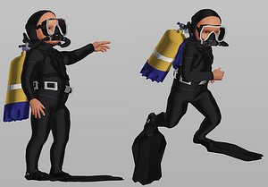 diver kid animated