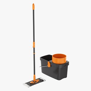 Clean floor wiper and bucket with wringer