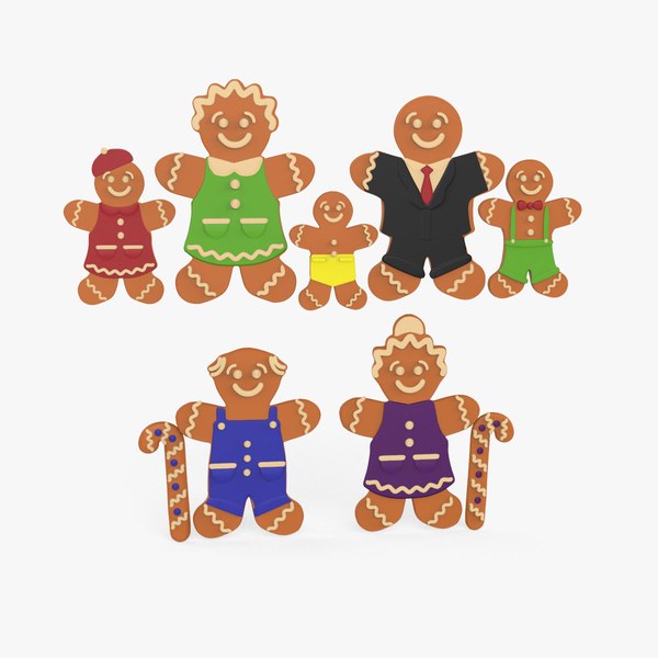 3D Gingerbread family v001