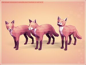 3D LowPoly Red Fox