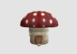 3D model red mushroom house