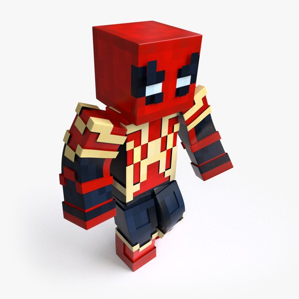 3D Spiderman Minecraft - Mixamo Animatable - Vray-Arnold