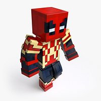 Spiderman  Minecraft - Mixamo Animatable - Vray-Arnold